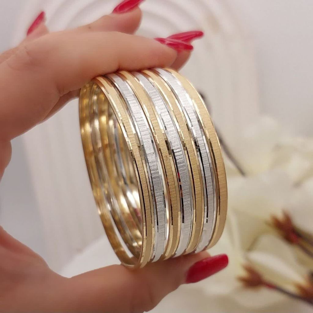 النگو طلاروس 2 رنگ 7 تایی کد 2696 - خرید آنلاین از گالری آداس